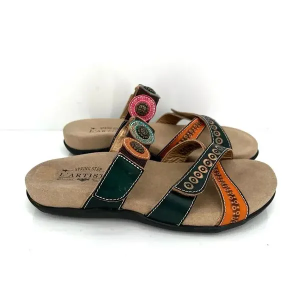 L'Artiste by Spring Step Glendora women’s leather slide sandals shoes. - Picture 4 of 9